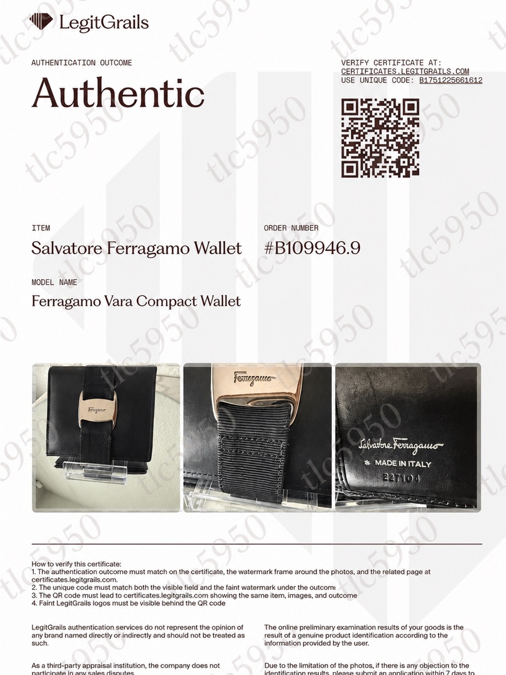 Vintage Salvatore Ferragamo Vara Bow Bifold Compact Wallet 227104 w/COA - Picture 9 of 9